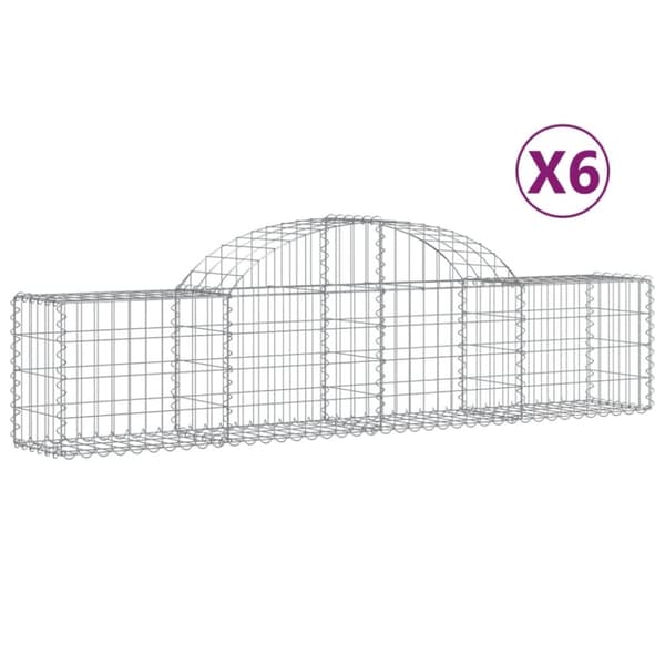 vidaXL buede gabionkurve 6 stk. 200x30x40/60 cm galvaniseret jern