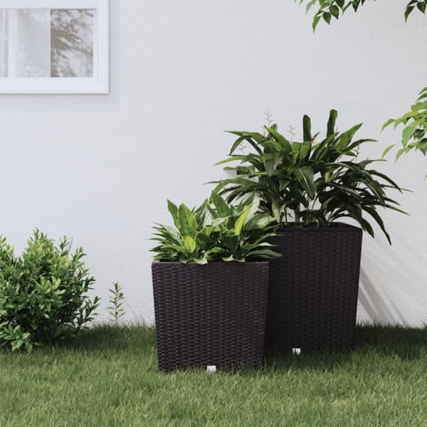 vidaXL plantekrukke 21/32 l udtagelig indsats PP rattanlook brun