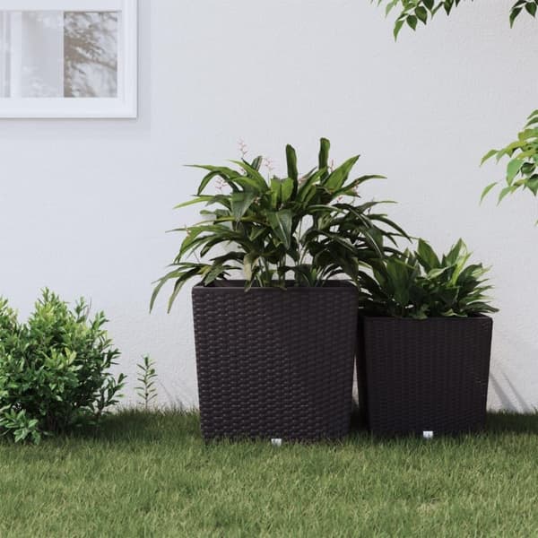vidaXL plantekrukke 37/64 l udtagelig indsats PP rattanlook brun