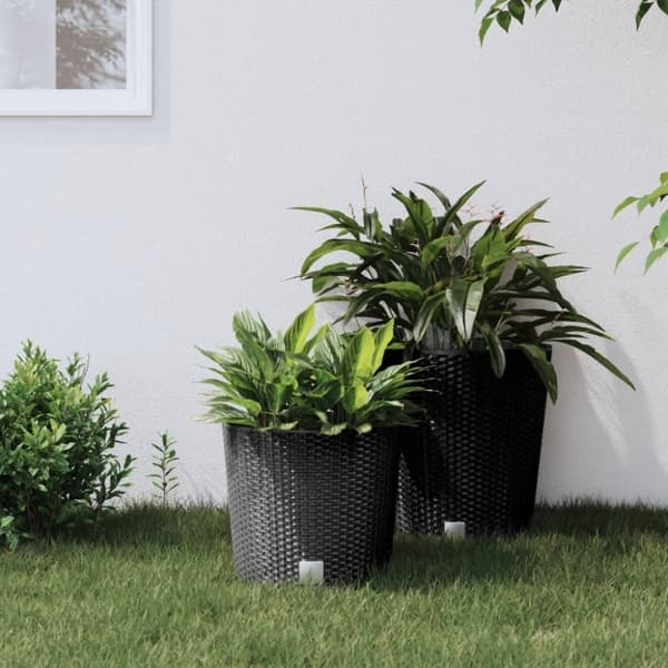 vidaXL plantekrukke 15/15,3 l udtagelig indsats PP rattanlook antracit