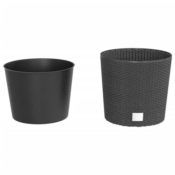 vidaXL plantekrukke 15/15,3 l udtagelig indsats PP rattanlook antracit