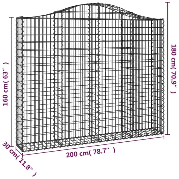 vidaXL Kaarevat kivikorit 12 kpl 200x30x160/180 cm galvanoitu rauta