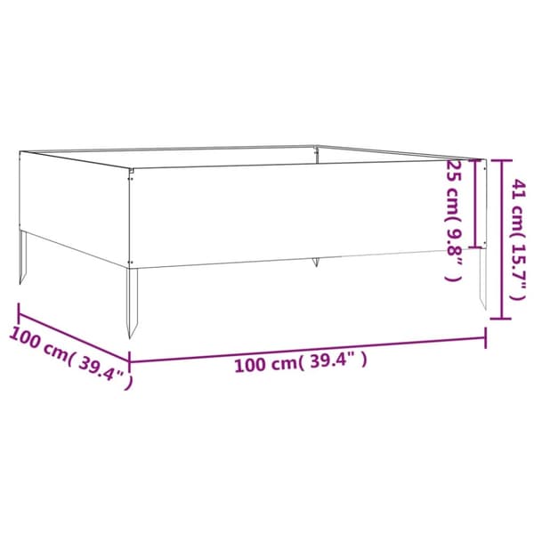 vidaXL Høybed 100x100x41 cm cortenstål