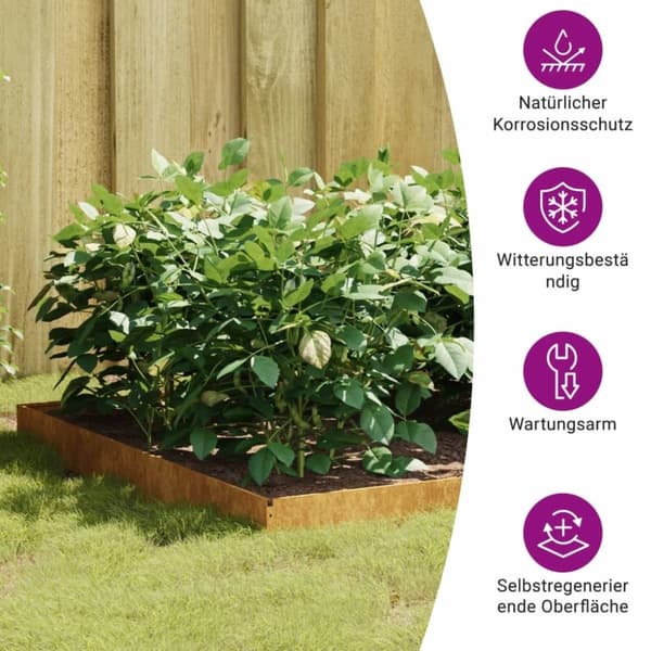vidaXL Korotettu kukkalaatikko 100x100x18,5 cm Corten teräs