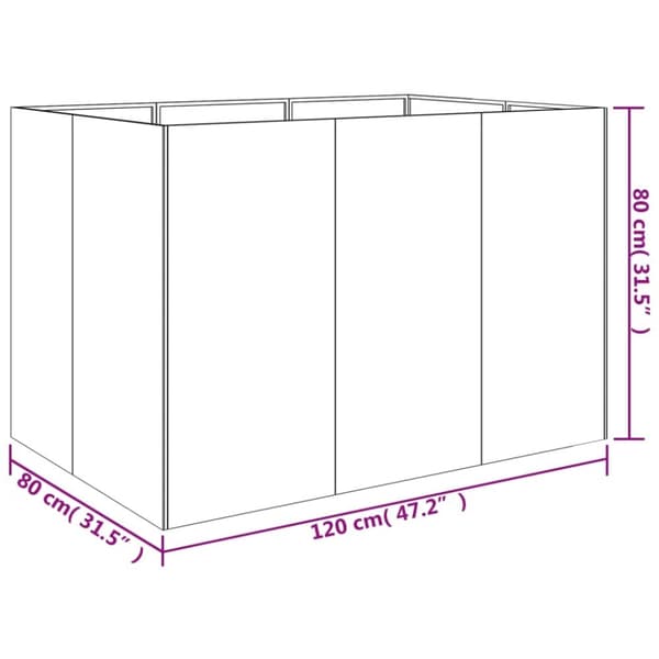 vidaXL Odlingslåda 120x80x80 cm rosttrögt stål