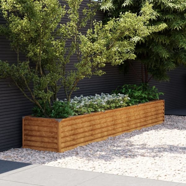 vidaXL Korotettu kukkalaatikko 291x50x36 cm Corten teräs