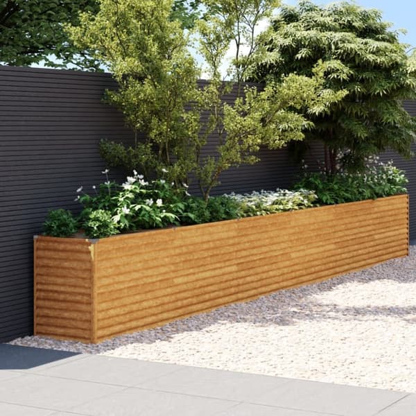vidaXL Korotettu kukkalaatikko 578x50x69 cm Corten teräs
