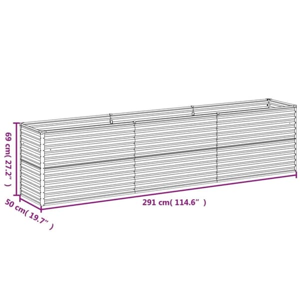 vidaXL højbed 291x50x69 cm cortenstål
