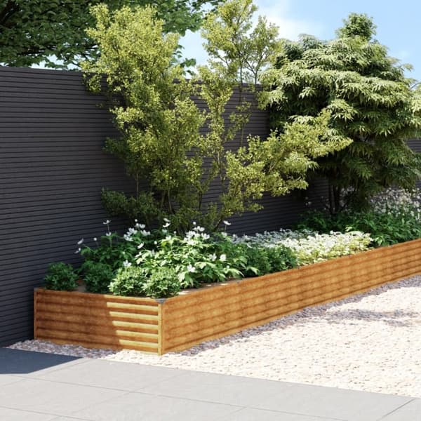 vidaXL Korotettu kukkalaatikko 770x100x36 cm Corten teräs