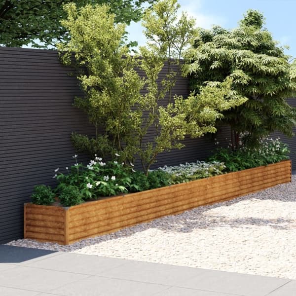vidaXL Korotettu kukkalaatikko 580x50x36 cm Corten teräs