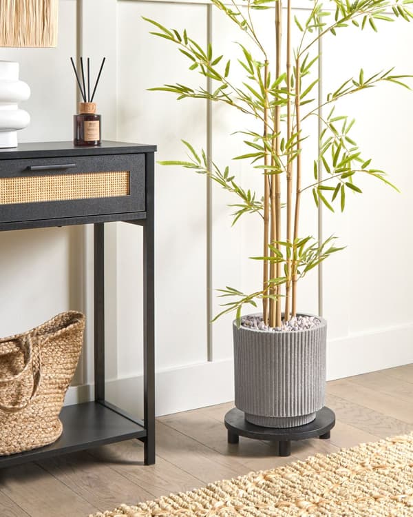 Blomsterkrukke Taupe Fiber Ler ø 24 cm Rund Havekrukke med Riller Frostsikker Design til Indendørs og Udendørs Plantekrukke