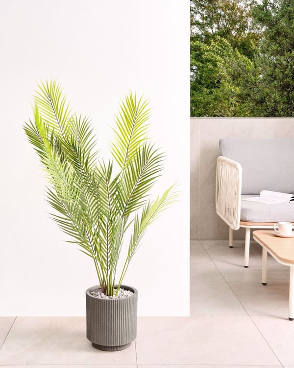 Blomsterkrukke Taupe Fiber Ler ø 24 cm Rund Havekrukke med Riller Frostsikker Design til Indendørs og Udendørs Plantekrukke