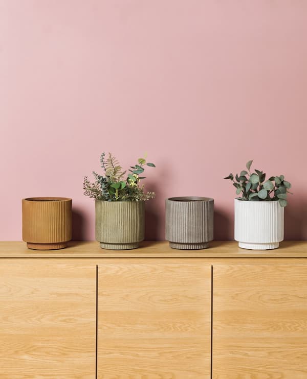 Blomsterpotte Hvit Fiberleire 24 x 24 x 24 cm Utendørs Uteplass Hage
