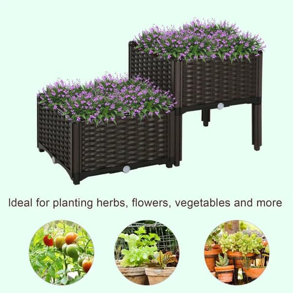 Rootz Garden Planter Box - Korotettu sänky - Viemärireiät - Kukkalaatikko - Ulkona - Ruskea - 40 x 40 x 44cm