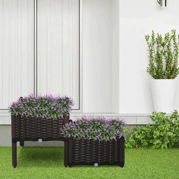 Rootz Garden Planter Box - Korotettu sänky - Viemärireiät - Kukkalaatikko - Ulkona - Ruskea - 40 x 40 x 44cm