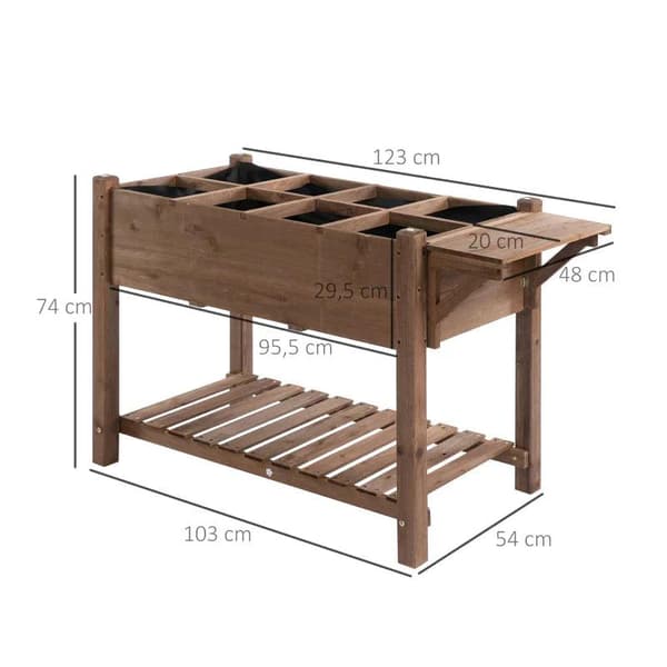 Rootzin puinen korotettu sänky - Puutarhan kasviteline - Kukkalaatikko - Kukkaruukku - Kukkapenkki - Yrttipenkki - 123 x 54 x 74 cm