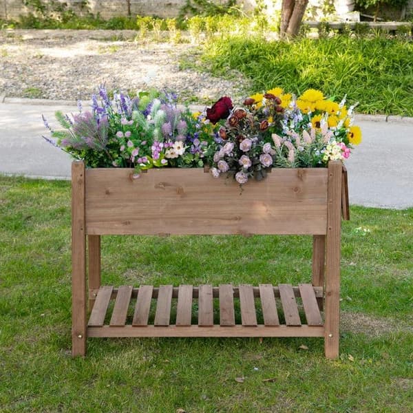 Rootzin puinen korotettu sänky - Puutarhan kasviteline - Kukkalaatikko - Kukkaruukku - Kukkapenkki - Yrttipenkki - 123 x 54 x 74 cm