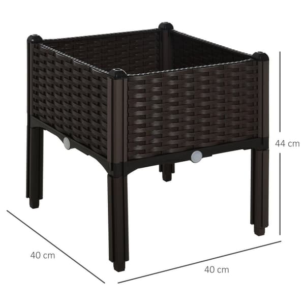 Rootz Garden Bed Korotettu istutuspöytä - Tummanruskea - Pp - 15,75 cm x 15,75 cm x 17,32 cm