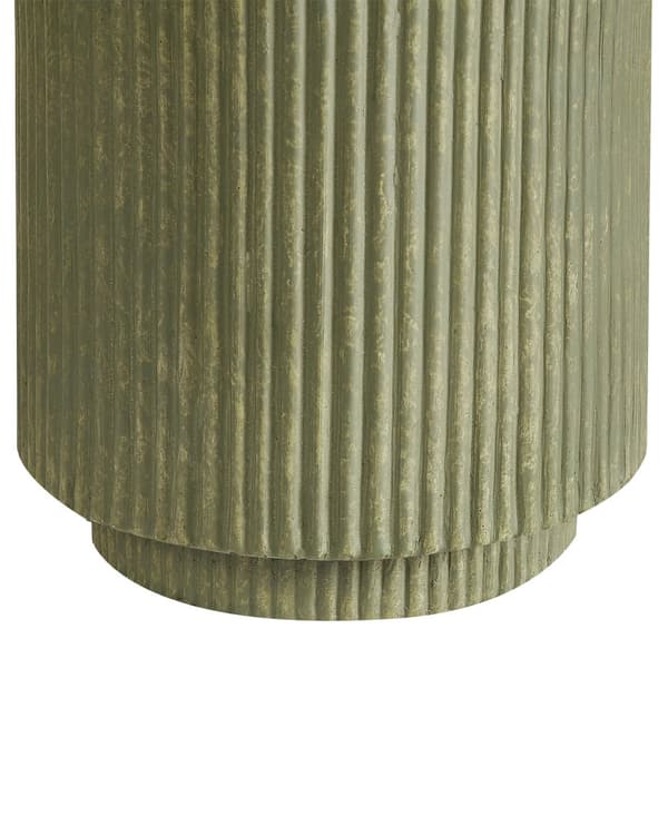 Blomsterpotte Grønn Fiberleire Hageplantekrukke 24 x 24 x 24 cm Dreneringshull Vertikal ribbefinish Utendørs uteplass Hage