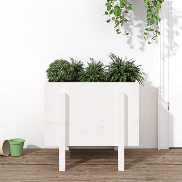 vidaXL plantekasse 62x50x57 cm massivt fyrretræ hvid