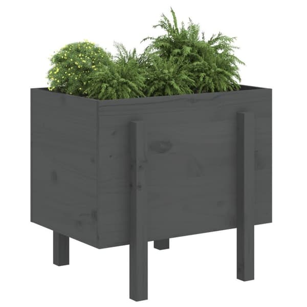 vidaXL Hageplantekasse grå 62x50x57 cm heltre furu