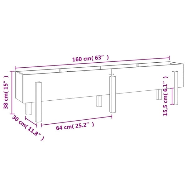 vidaXL Høybed 160x30x38 cm heltre douglasgran