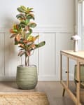 Miniatyrbillede 4 af 8: Plantekrukke Grøn Fiber Ler ø 39 cm Rund Havekrukke Design Stor Udendørs Krukke Frostsikker til Haven