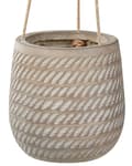 Miniatyrbillede 4 af 7: Hængekrukke beige grå fiberler ⌀ 39 cm jutesnor have rund blomsterkrukke præget mønster