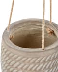 Miniatyrbillede 5 af 7: Hængekrukke beige grå fiberler ⌀ 39 cm jutesnor have rund blomsterkrukke præget mønster