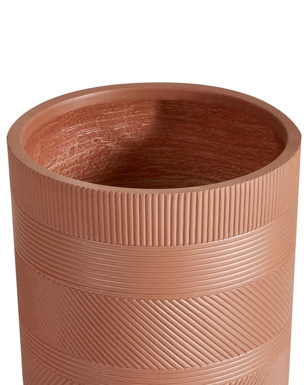 Urtepotte gyldenbrun fiberler ⌀ 31 cm rund haveurtepotte præget mønster
