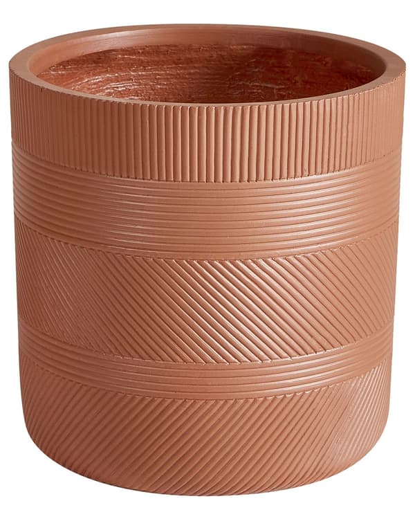 Urtepotte gyldenbrun fiberler ⌀ 31 cm rund haveurtepotte præget mønster