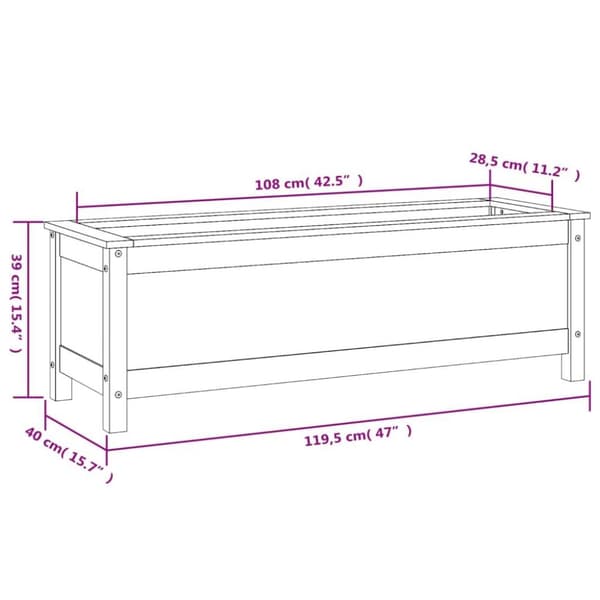 vidaXL højbed 119,5x40x39 cm massivt fyrretræ sort