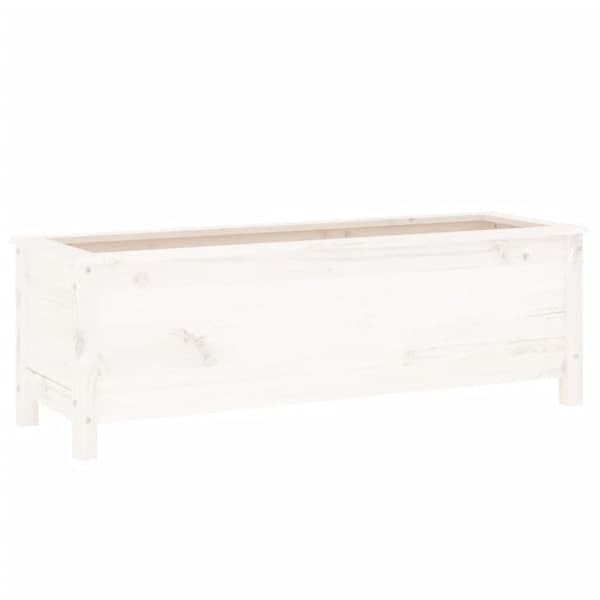 vidaXL Odlingslåda på ben 119,5x40x39 cm vit massiv furu