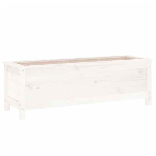 vidaXL Odlingslåda på ben 119,5x40x39 cm vit massiv furu