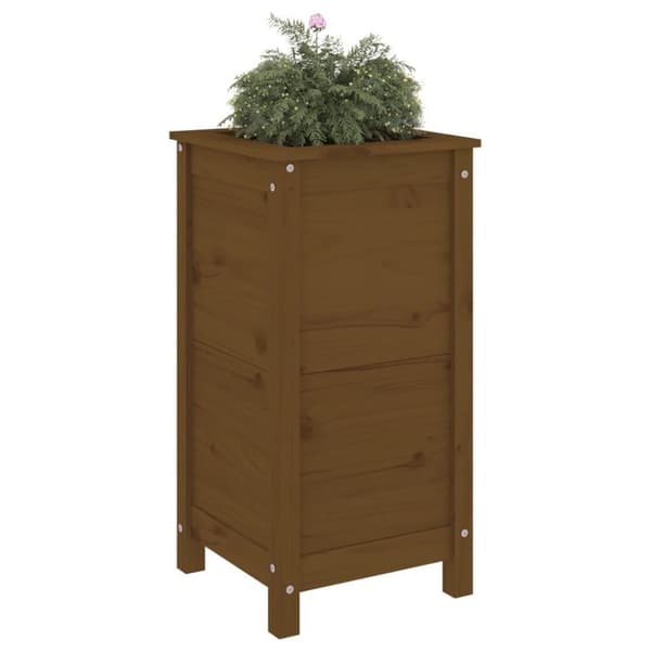 vidaXL plantekasse 40x40x78 cm massivt fyrretræ gyldenbrun