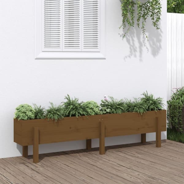 vidaXL højbed 160x30x38 cm massivt fyrretræ gyldenbrun