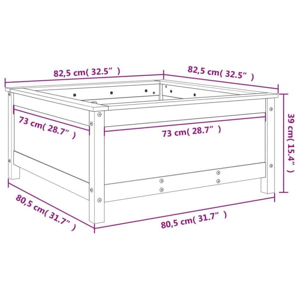 vidaXL Plantekasse honningbrun 82,5x82,5x39 cm heltre furu