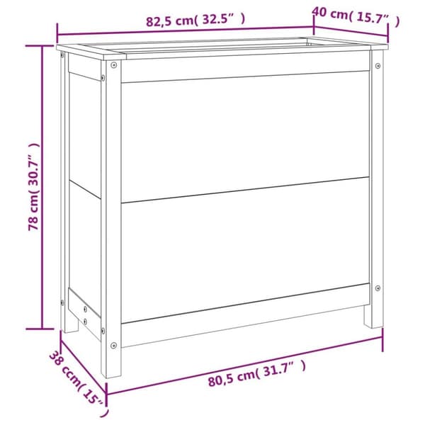 vidaXL plantekasse 82,5x40x78 cm massivt fyrretræ hvid