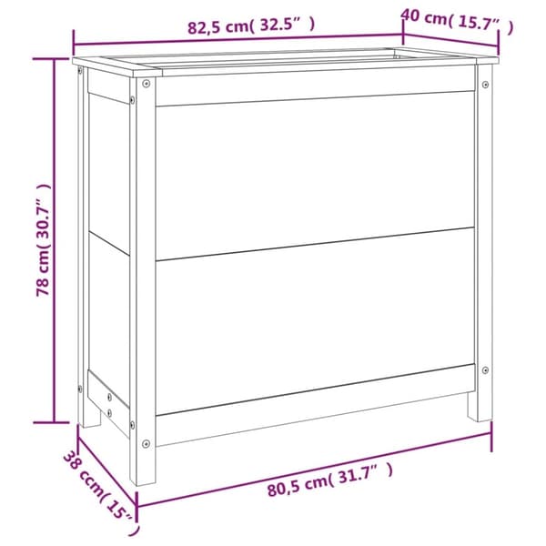 vidaXL Hageplantekasse 82,5x40x78 cm heltre furu