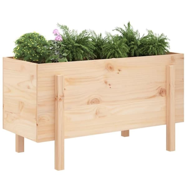 vidaXL Korotettu kukkalaatikko 101x50x57 cm täysi mänty