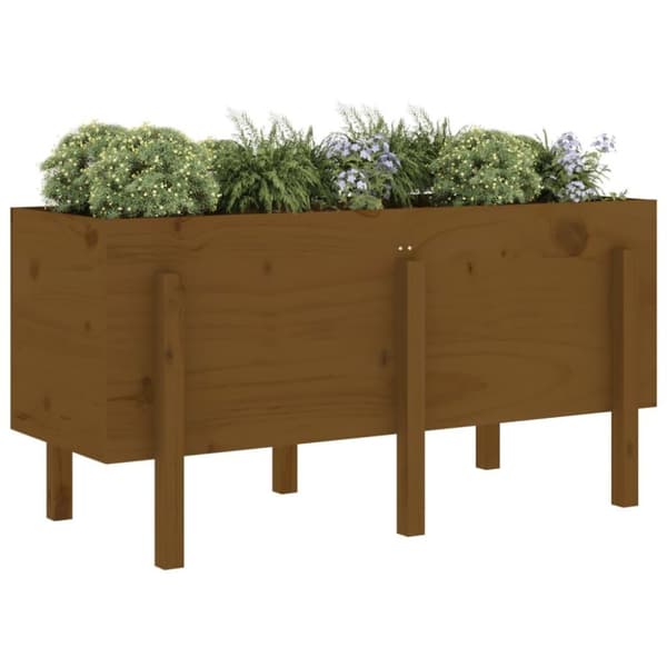 vidaXL højbed 121x50x57 cm massivt fyrretræ gyldenbrun