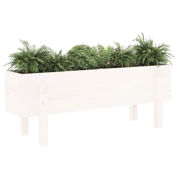 vidaXL Odlingslåda på ben 101x30x38 cm vit massiv furu