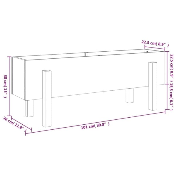 vidaXL Odlingslåda på ben 101x30x38 cm vit massiv furu