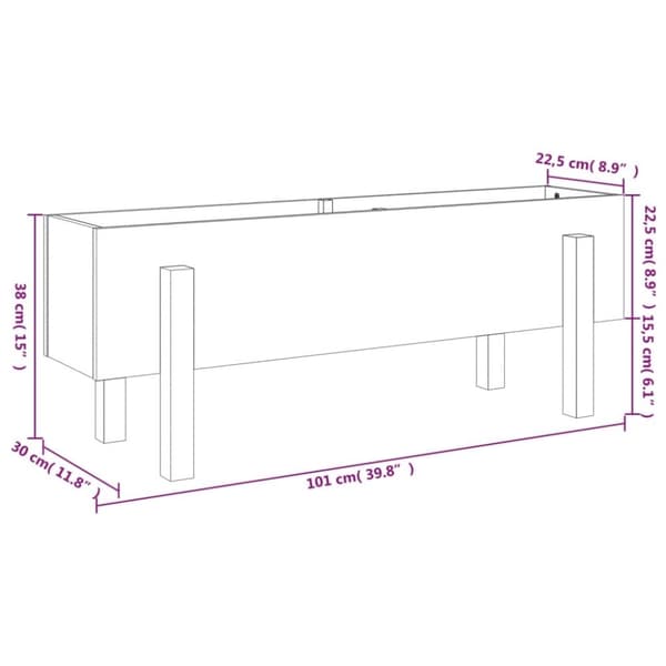 vidaXL højbed 101x30x38 cm massivt fyrretræ