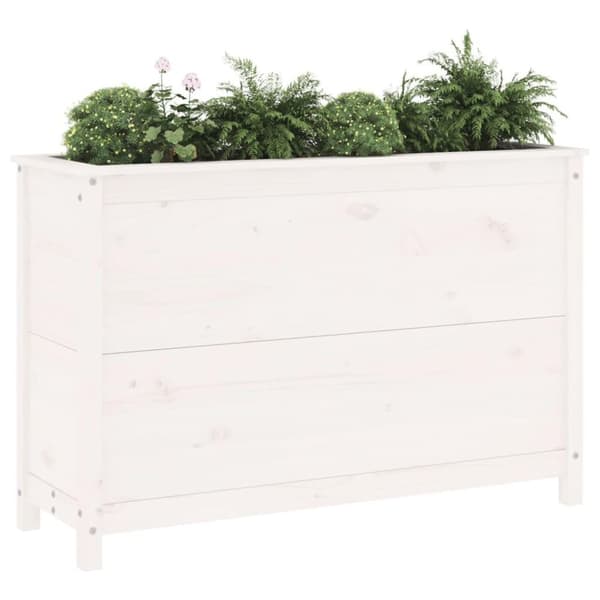 vidaXL højbed 119,5x40x78 cm massivt fyrretræ hvid