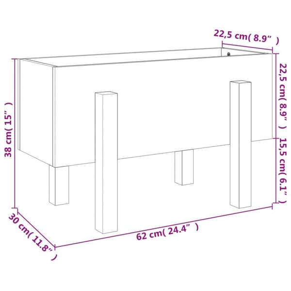 vidaXL plantekasse 62x30x38 cm massivt fyrretræ grå