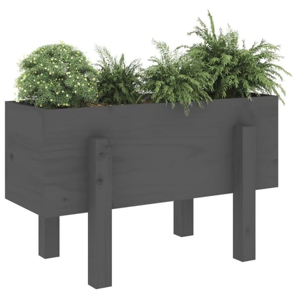 vidaXL Odlingslåda 62x30x38 cm grå massiv furu