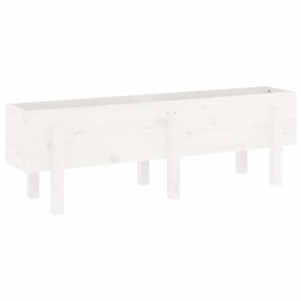 vidaXL Odlingslåda på ben 121x30x38 cm vit massiv furu