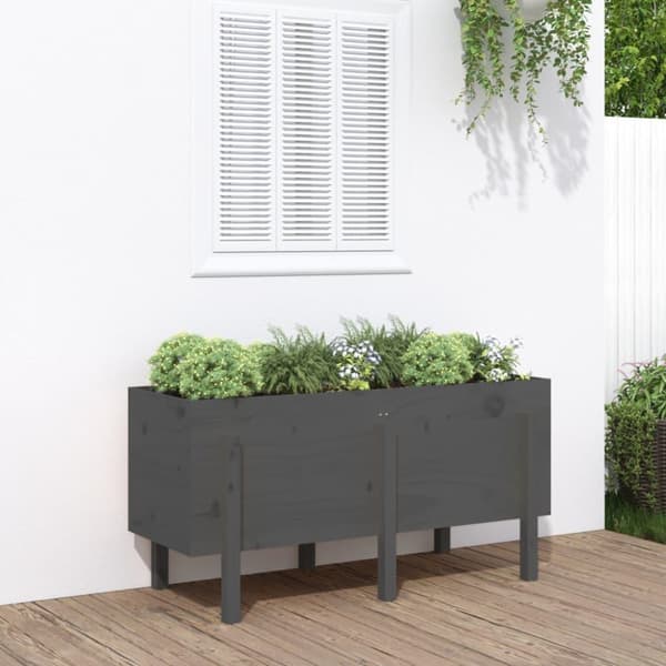 vidaXL Høybed grå 121x50x57 cm heltre gran