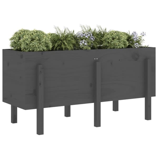 vidaXL Høybed grå 121x50x57 cm heltre gran